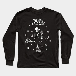 Ice Skating Snowman Long Sleeve T-Shirt